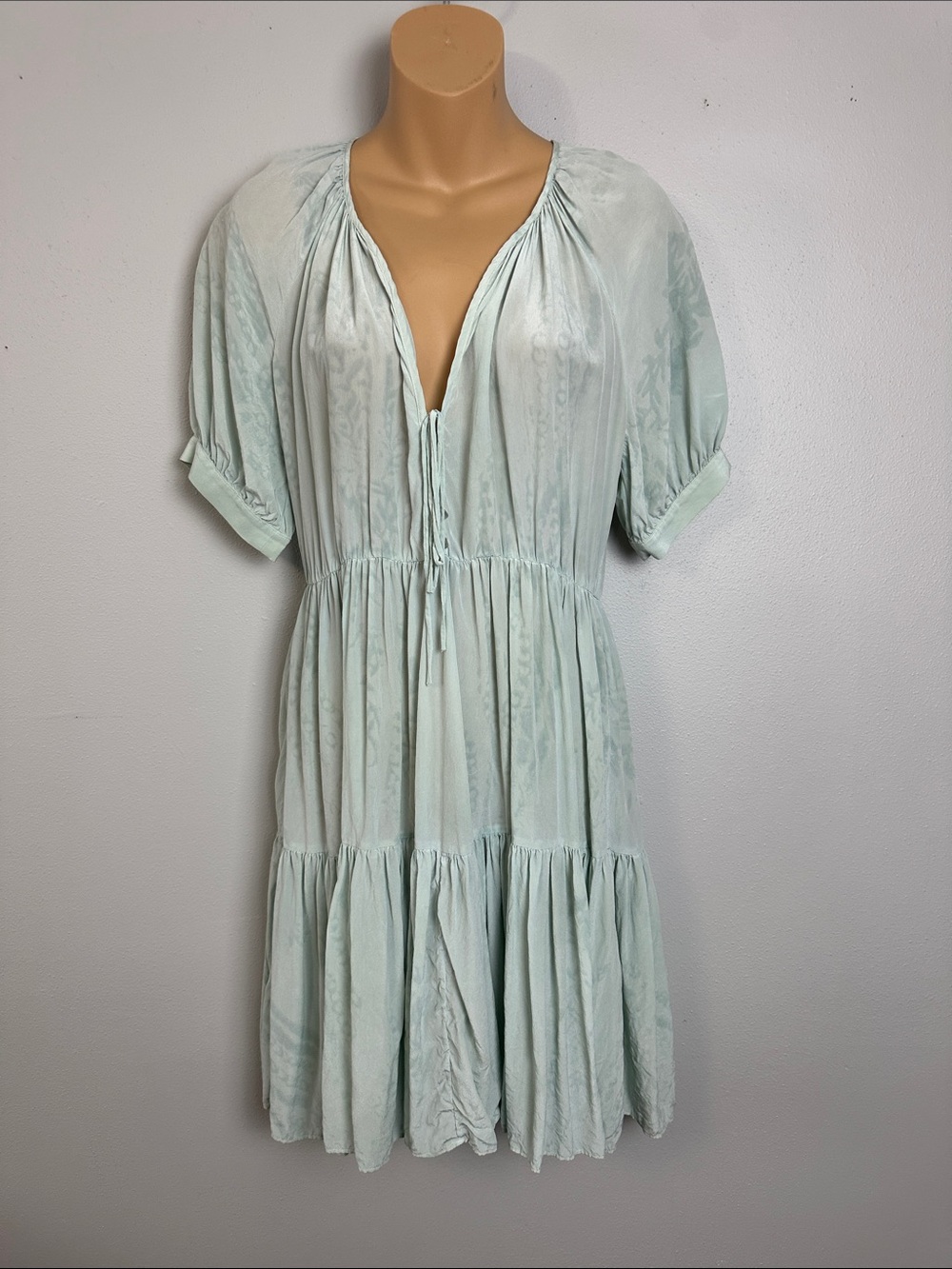 Rare Archival Amanda Bond Hand Dyed 100% Silk Tiered Mini Dress